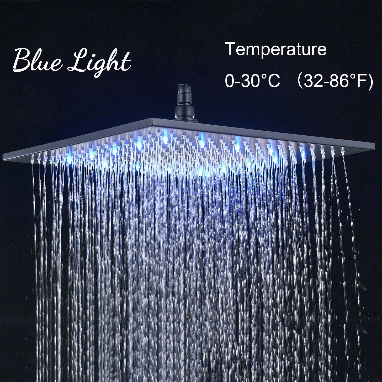 12inch or 16inch brass LED MATTE black rainfall shower head - wonderland shower inc