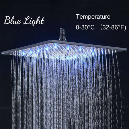 12inch or 16inch brass LED MATTE black rainfall shower head - wonderland shower inc