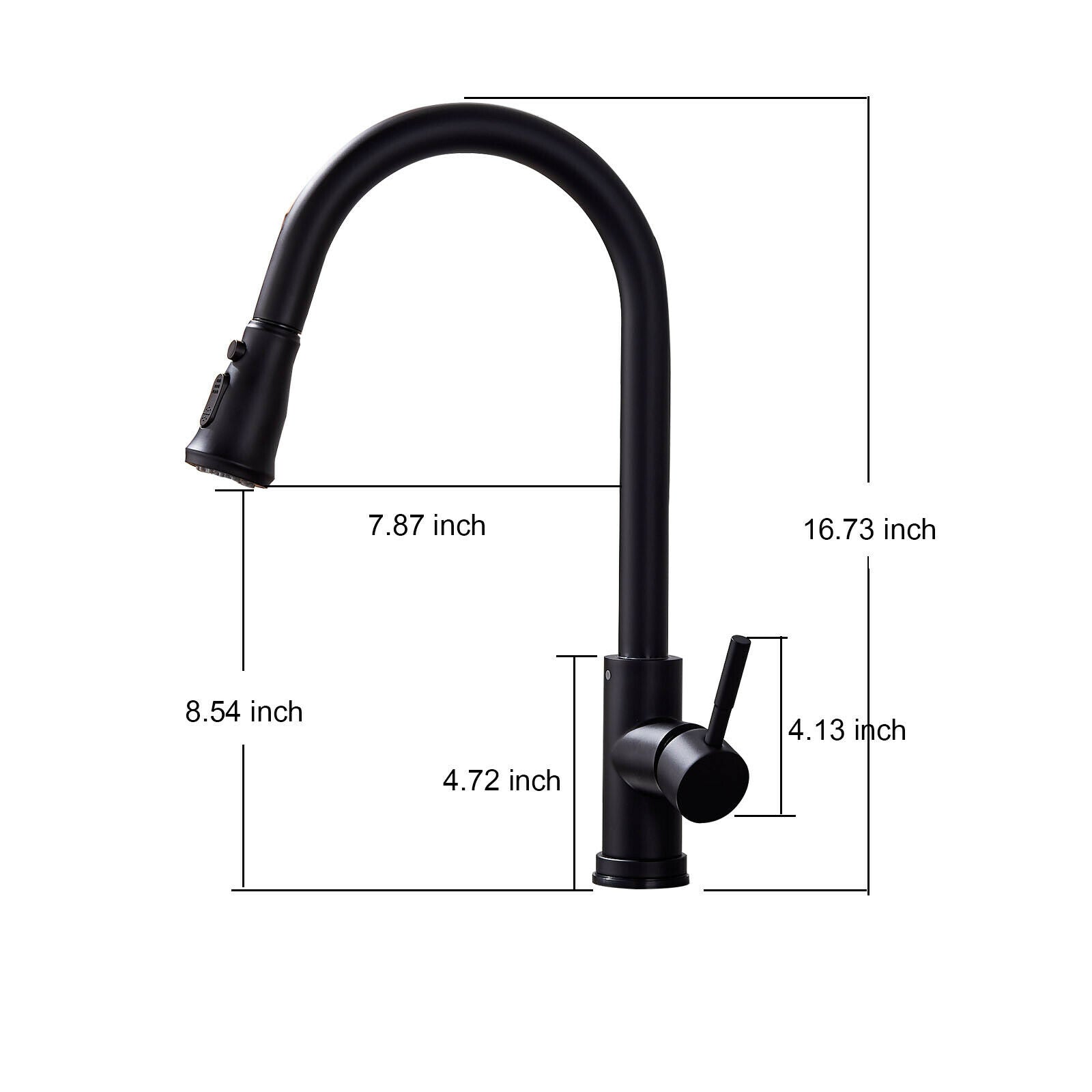 Matte Black Pull Out Spray Kitchen Sink Faucet Commercial Swivel Tap W/Plate - wonderland shower inc
