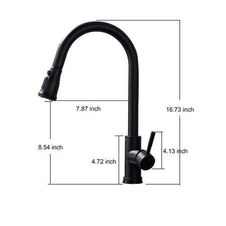 Matte Black Pull Out Spray Kitchen Sink Faucet Commercial Swivel Tap W/Plate - wonderland shower inc