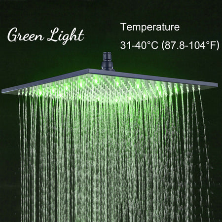 12inch or 16inch brass LED MATTE black rainfall shower head - wonderland shower inc