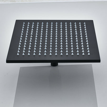 12-Inch Matte Black Rain Shower Head: 3 LED Color Lights and 16-Inch Wall Mount Shower Arm - wonderland shower inc