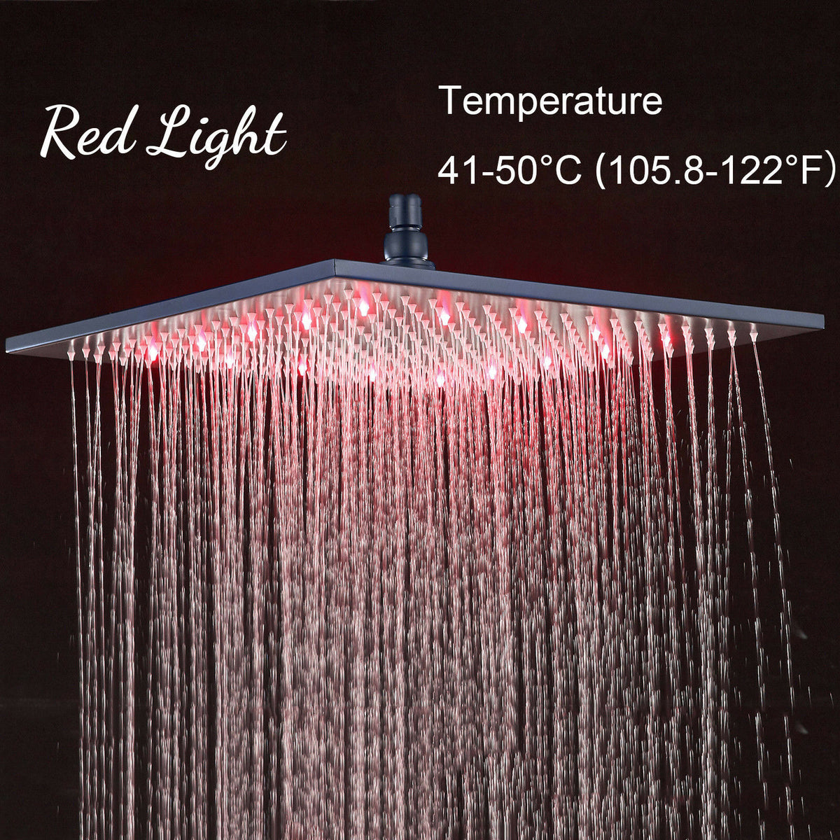 12inch or 16inch brass LED MATTE black rainfall shower head - wonderland shower inc