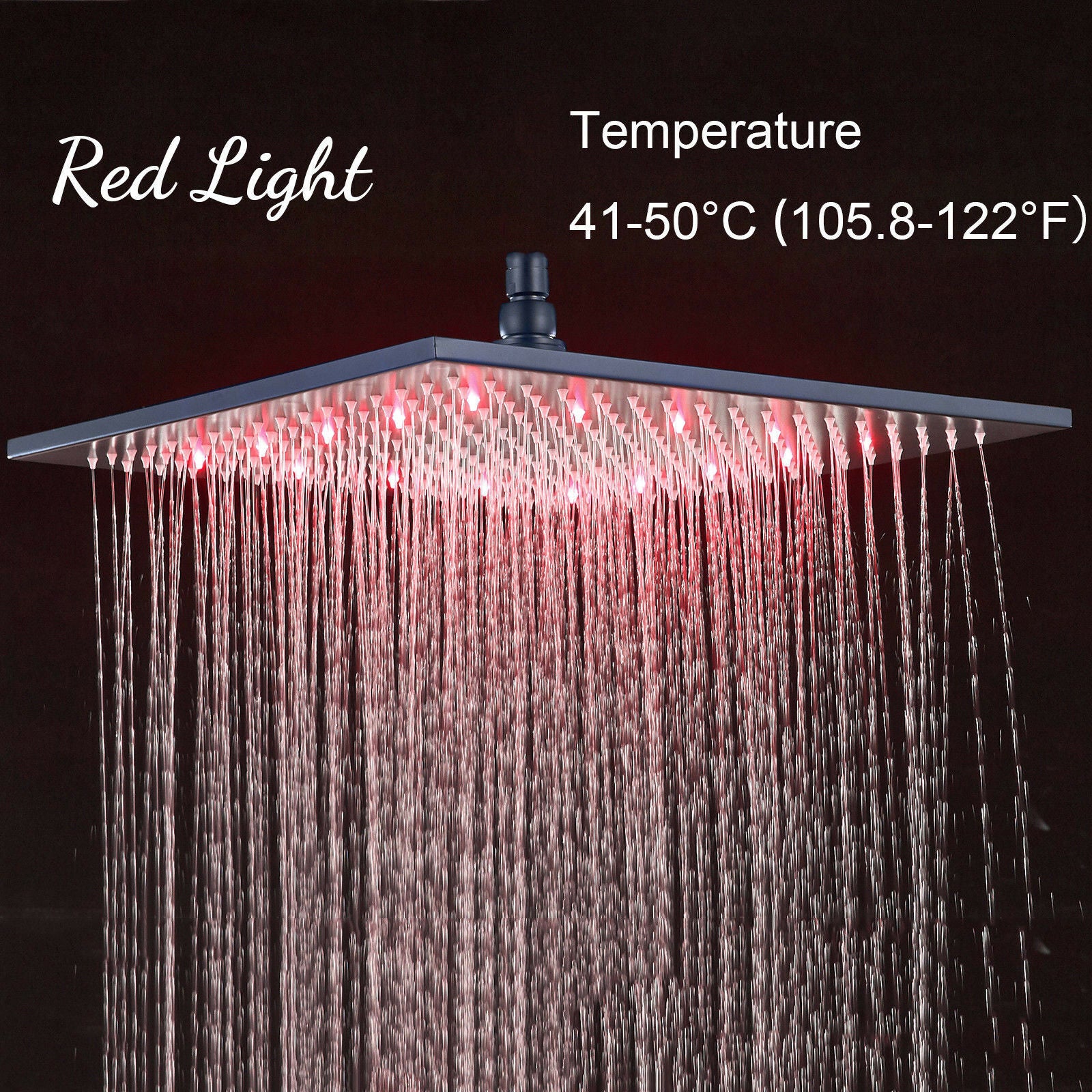 12inch or 16inch brass LED MATTE black rainfall shower head - wonderland shower inc