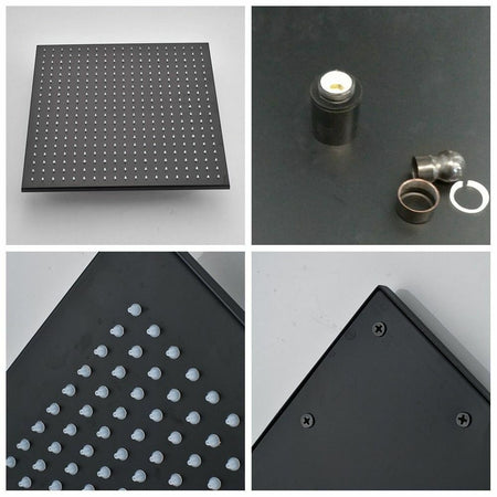 12inch or 16inch brass LED MATTE black rainfall shower head - wonderland shower inc