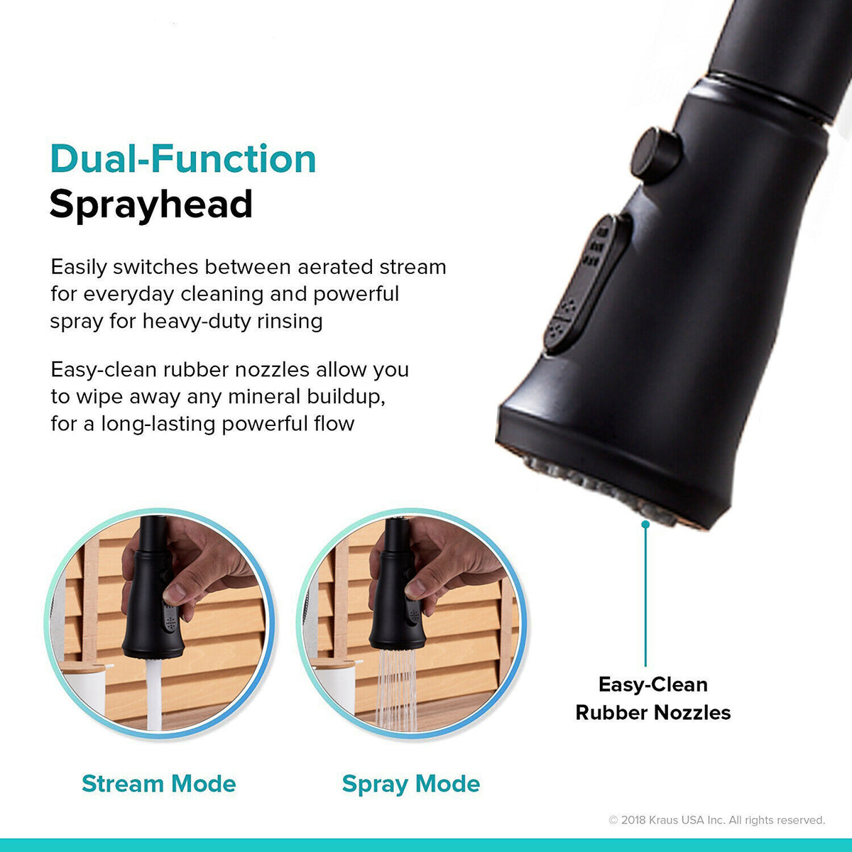 Matte Black Pull Out Spray Kitchen Sink Faucet Commercial Swivel Tap W/Plate - wonderland shower inc