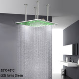 20-Inch Brushed Nickel Rainfall Shower Head: Choose Between Non-LED or LED, Enjoy Ceiling-Mounted - wonderland shower inc