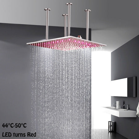 20-Inch Brushed Nickel Rainfall Shower Head: Choose Between Non-LED or LED, Enjoy Ceiling-Mounted - wonderland shower inc