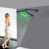 12-Inch Matte Black Rain Shower Head: 3 LED Color Lights and 16-Inch Wall Mount Shower Arm - wonderland shower inc