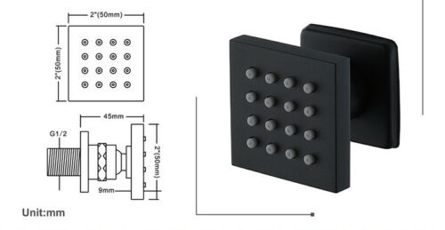 16inch ceiling mounted LED matte Black 3 way thermostatic valve that each function run at the same time and separately - wonderland shower inc