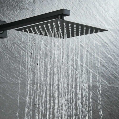 12inch 2 way Wall Mounted Matte Black Shower System with pressure balance Rough-in Valve Body and Trim - wonderland shower inc