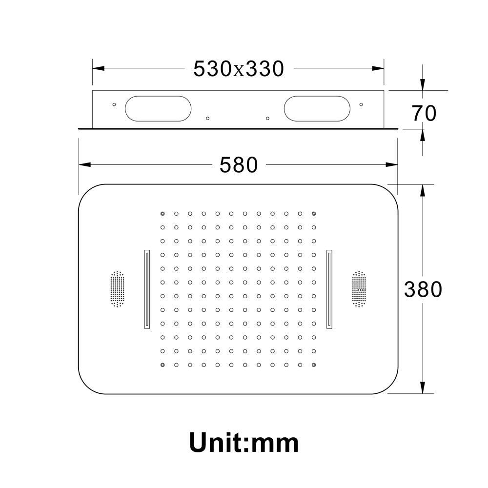 Brushed Gold 23x15 inch LED Music Shower Head with 4-Way Digital Display Thermostatic Shower Faucet for Individual and Combined Functionality - wonderland shower inc