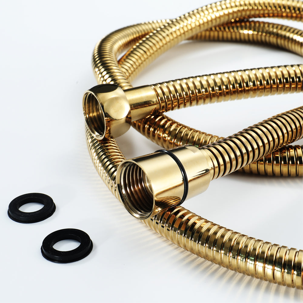 Elegant Gold 23x15 inch LED Music Shower Head with 4-Way Thermostatic Valve for Simultaneous and Independent Operation - wonderland shower inc